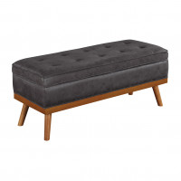 OSP Home Furnishings KAT-P43 Katheryn Storage Bench in Charcoal Faux Leather